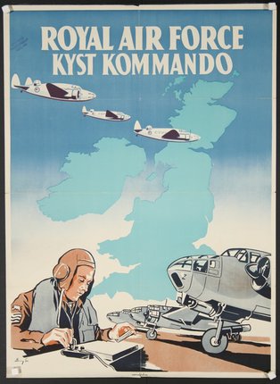 a poster of a man working on a plane