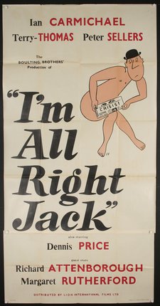 a poster with a naked man holding a newspaper