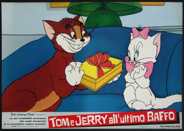 a cartoon of a cat holding a gift