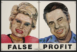 a man and woman painted on a sign