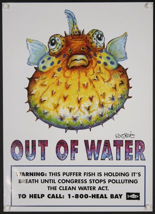 a poster with a puffer fish
