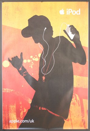 a poster of a man with a hat and earphones