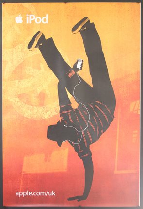a poster of a man dancing with a phone