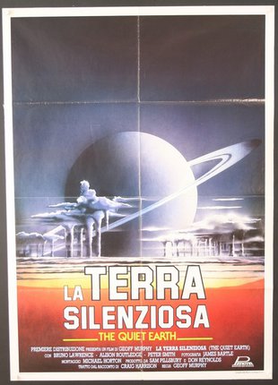 a poster of a planet with a planet in the sky