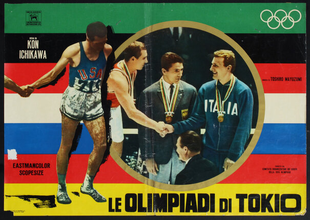 a poster with athletes shaking hands