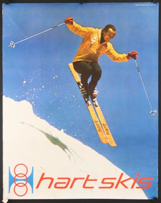a man in yellow skis jumping on a snowy hill