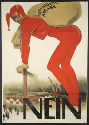 a poster of a man carrying a sack of gifts