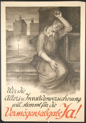 a poster of a woman sitting on a ledge