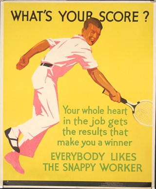 a poster of a man holding a tennis racket