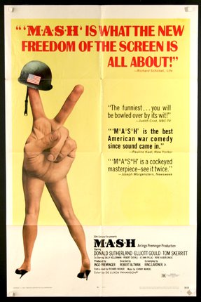 a poster of a hand with a peace sign and a helmet