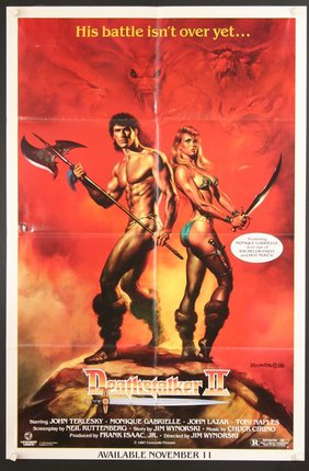 a movie poster of a man and a woman holding axes