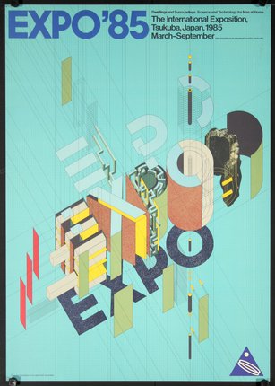 a poster with different colored shapes
