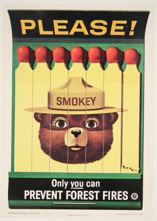 a poster of a bear wearing a hat