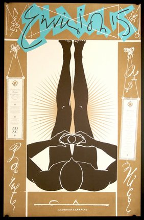 a poster of a man holding his legs up