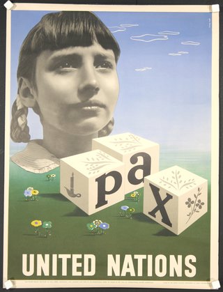 a poster with a girl and cubes