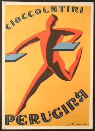 a poster with a person running