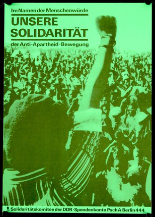 a poster with a person raising their fist