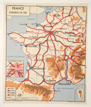 a map of france with red lines