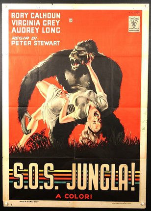 a movie poster of a gorilla attacking a woman