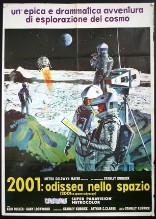 a poster of astronauts on a planet