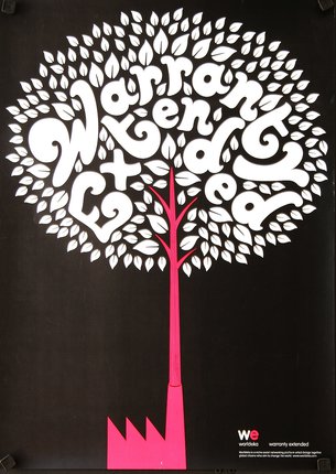a poster with a pink tree