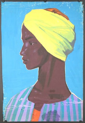 a painting of a woman wearing a yellow head wrap
