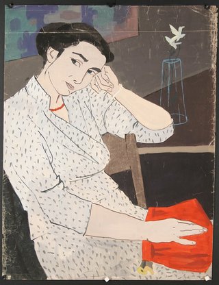 a woman sitting on a chair