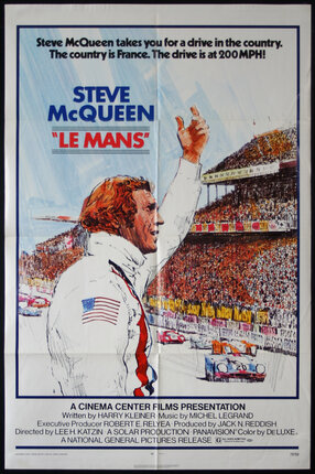 a poster of a man in a race car