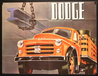 an orange truck with a chain and a beam