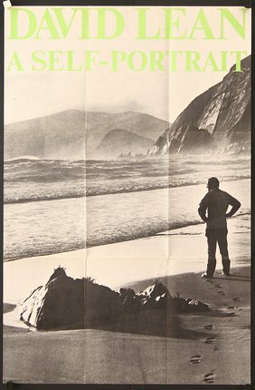 a poster of a man standing on a beach