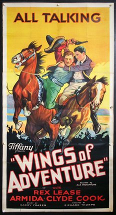 a movie poster with two men riding horses