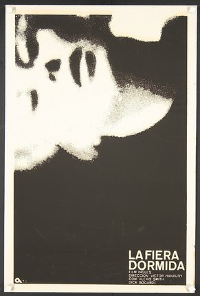 a black and white poster with a face