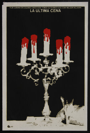 candle holder with candles dripping at the top with blood