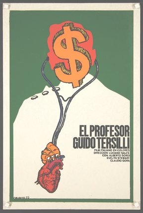 a poster of a man with a dollar sign