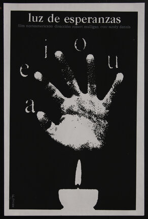 poster with a palm over a candle