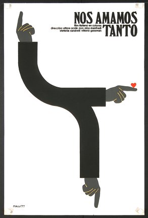a black and white poster with a hand pointing to a heart