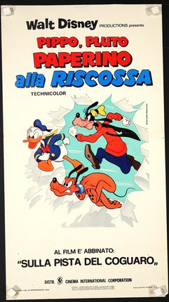 a poster of cartoon characters running