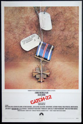 a movie poster of a topless man wearing a military medal and tags