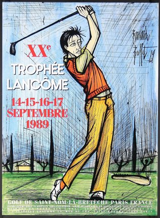 a poster of a man swinging a golf club