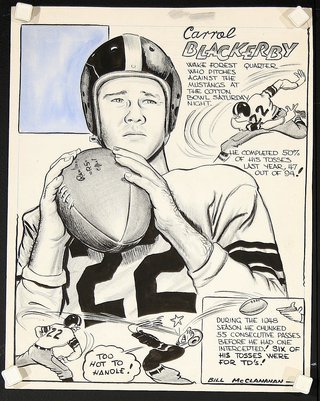 a comic strip of a football player holding a football