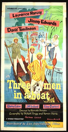 a movie poster of men on a boat