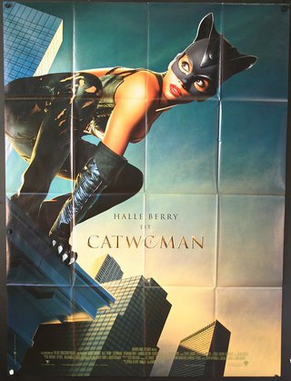 a poster of a woman wearing a cat garment