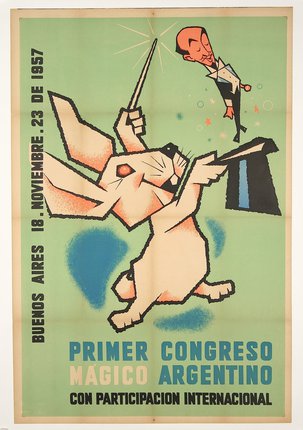 a poster of a rabbit and a woman
