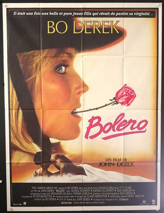 a poster of a woman with a rose in her mouth