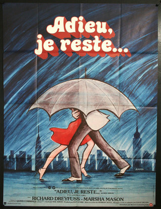a poster of a couple holding an umbrella