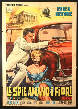 a movie poster with a man and woman in a blue dress