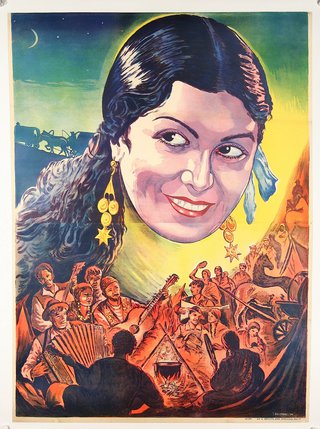 a poster of a woman with a large head