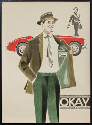 a poster of a man in a hat and tie