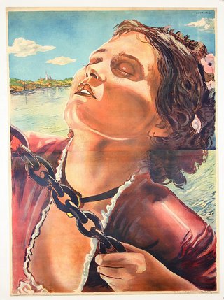 a poster of a woman holding a chain