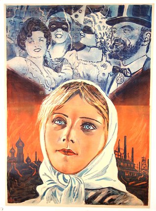 a poster of a woman with a white scarf